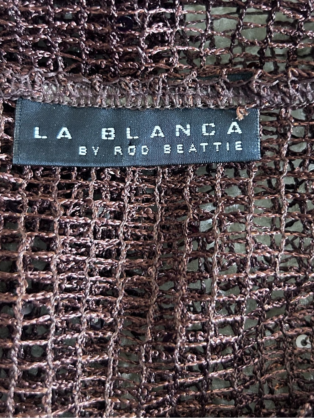 La Blanca by Rod Bettie Brown Sequin Netted Long Sleeve Swim Coverup Top - Picture 5 of 5